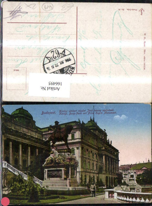 166495,Budapest Königl. Burg Park m. Prinz Eugen Monument 1922