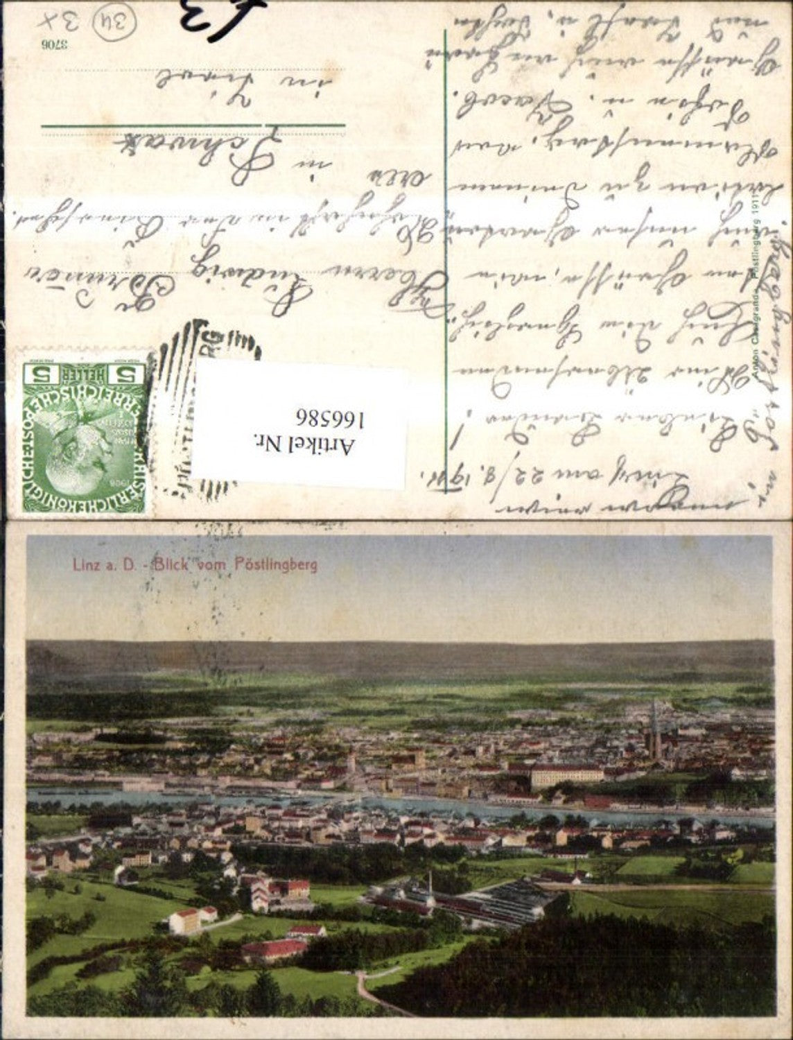 166586,Linz Blick v. Pöstlingberg 1911