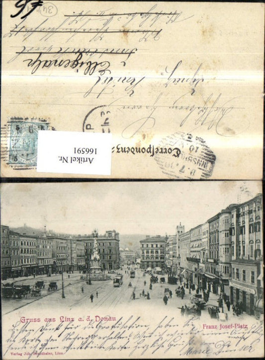 166591,Linz Hauptplatz Franz Josef Platz Automobil Strassenbahn
