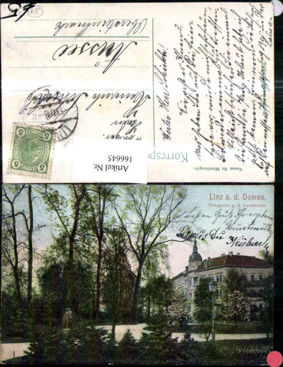 166645,Linz Volksgarten g. d. Landstrasse 1908