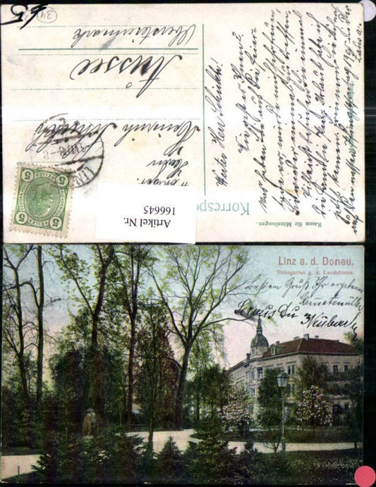 166645,Linz Volksgarten g. d. Landstrasse 1908
