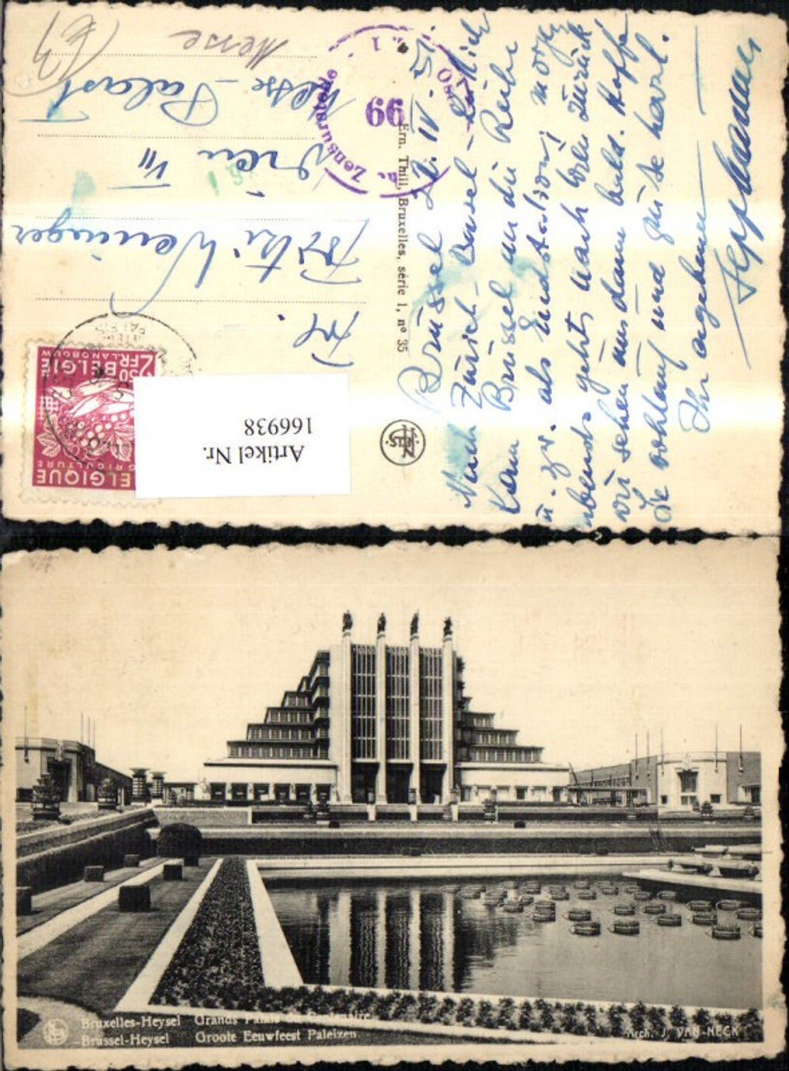 166938,Bruxelles Heysel Gands Palais du Centemaire Brüssel 1951