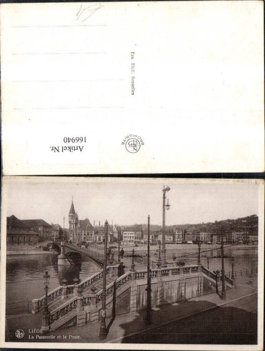 166940,Lüttich Liege La Passerelle et la Poste Brücke