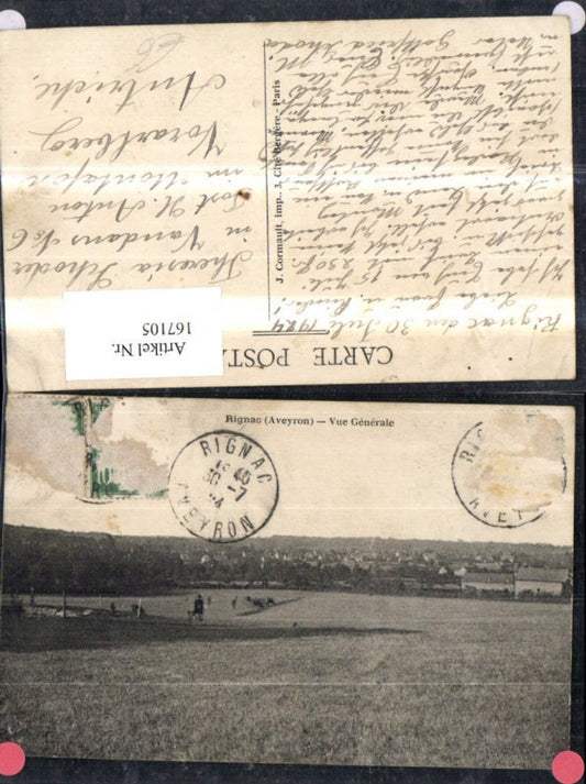 167105,Rignac Aveyron Vue Generale 1924
