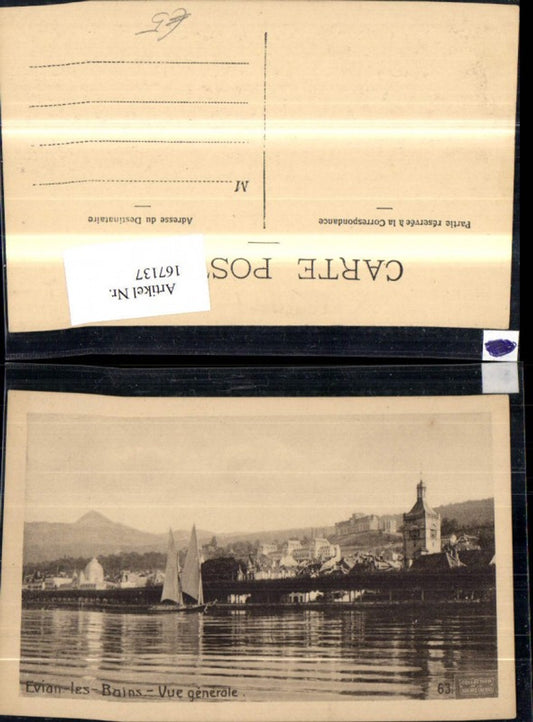 167137,Evian les Bains Vue generale Segelboot Ufer