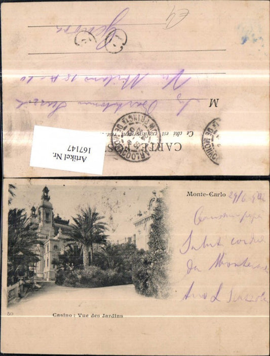 167147,Monte Carlo 1902 Casino Vue des Jardins
