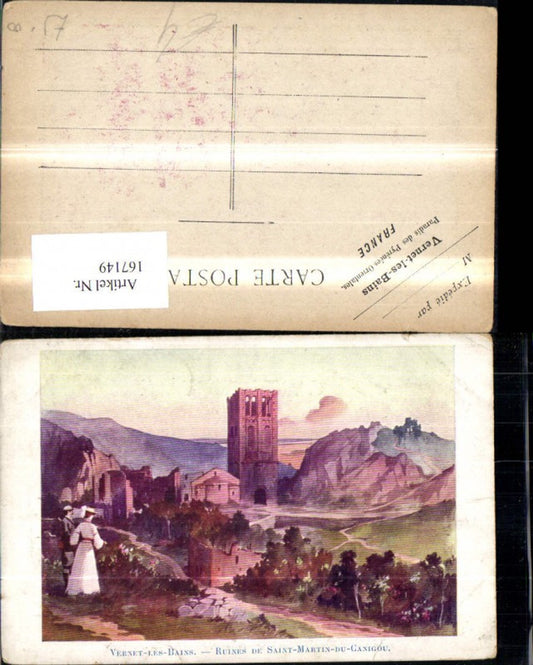 167149,Vernet les Bains Ruines de Saint Martin du Canigou Künstler Ak