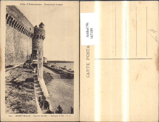 167189,Saint Malo Cote d Emeraude Emerald Coast Küste Strand Festung Schiff Personen