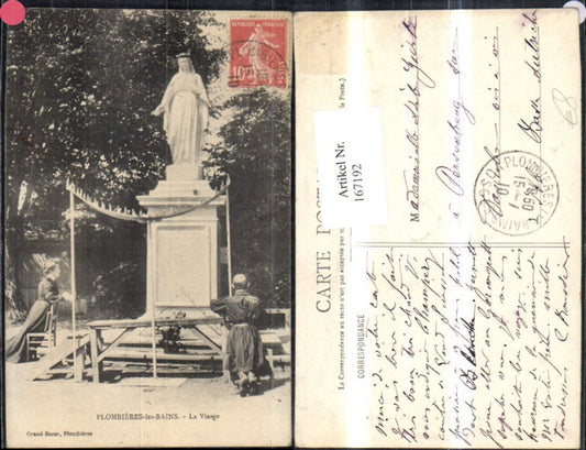167192,Plombieres les Bains La Vierge Statue Denkmal m. Personen 1910