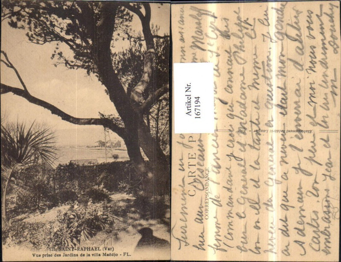 167194,Saint Raphael Vue prise des Jardins de la villa Maedjo
