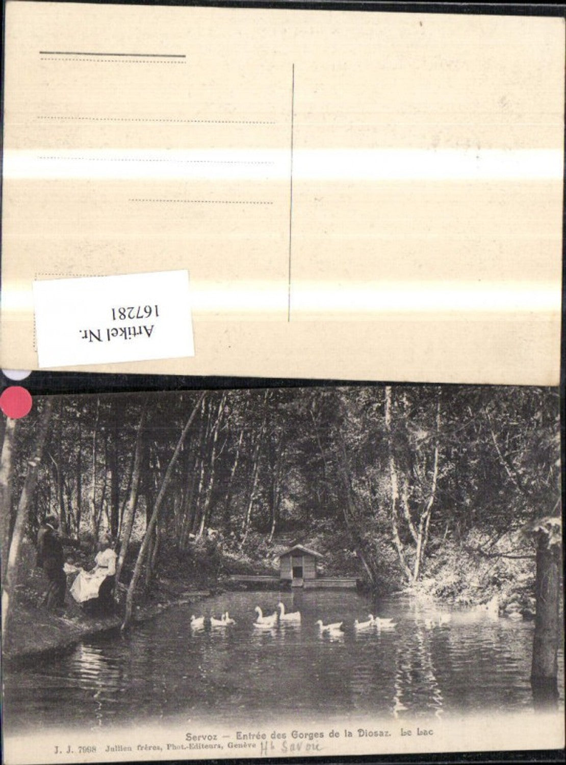 167281,Servoz Entress des Gorges de la Diosaz Le Lac Enten Personen Teich See