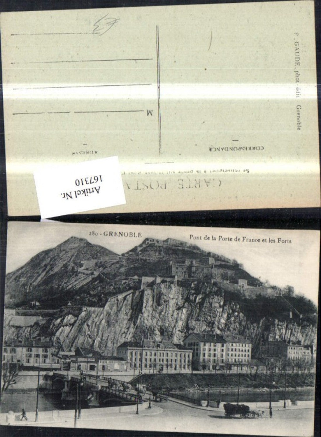 167310,Grenoble Pont de la Porte de France et les Forts Brücke Kutsche
