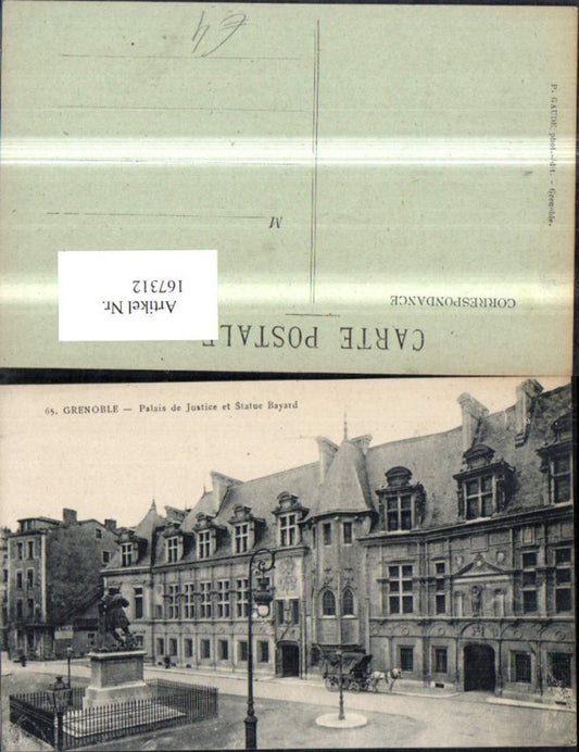 167312,Grenoble Palais de Justice et Statue Bayard Kutsche