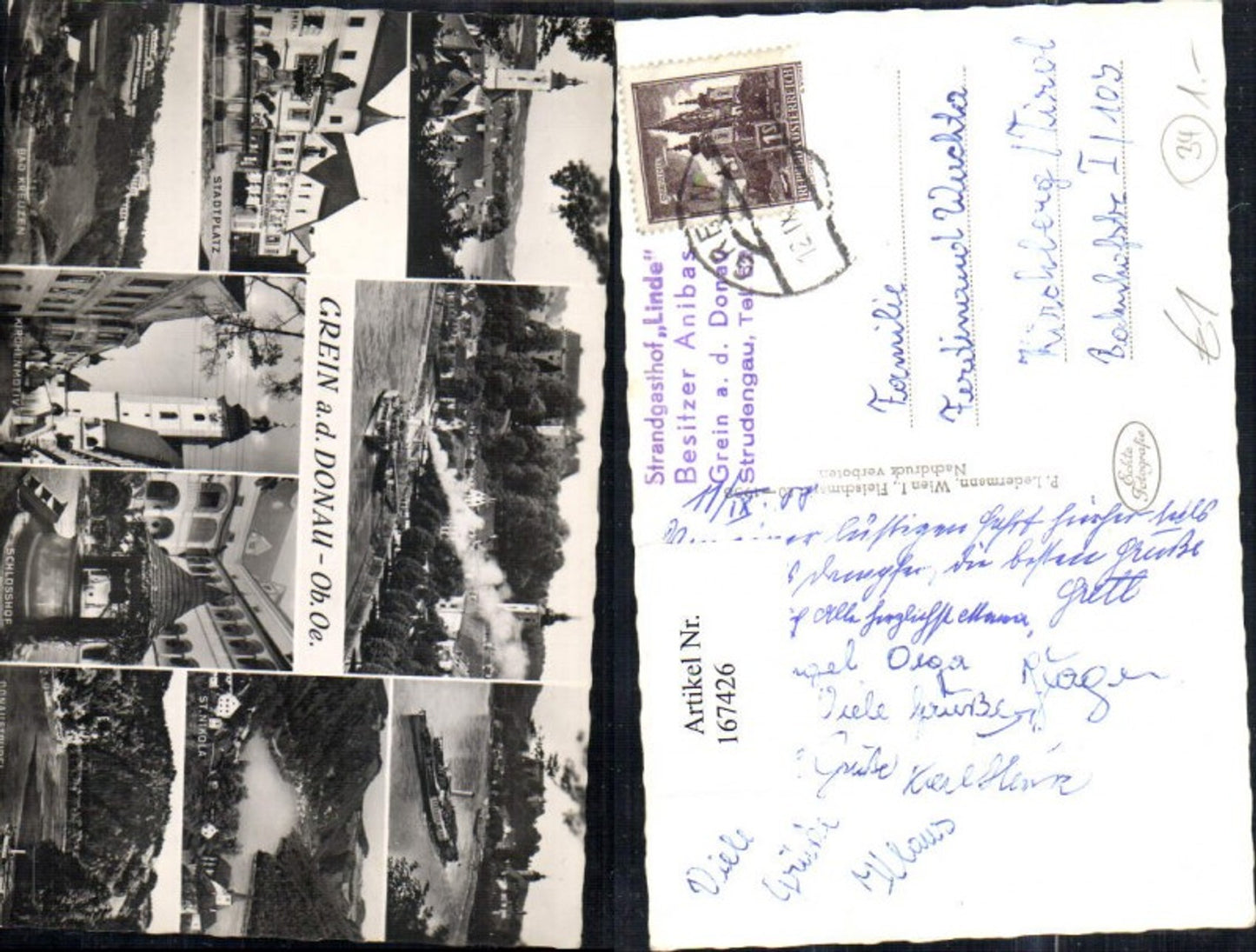 167426,Grein Bad Kreuzen St. Nikola Donaustrudel Mehrbildkarte
