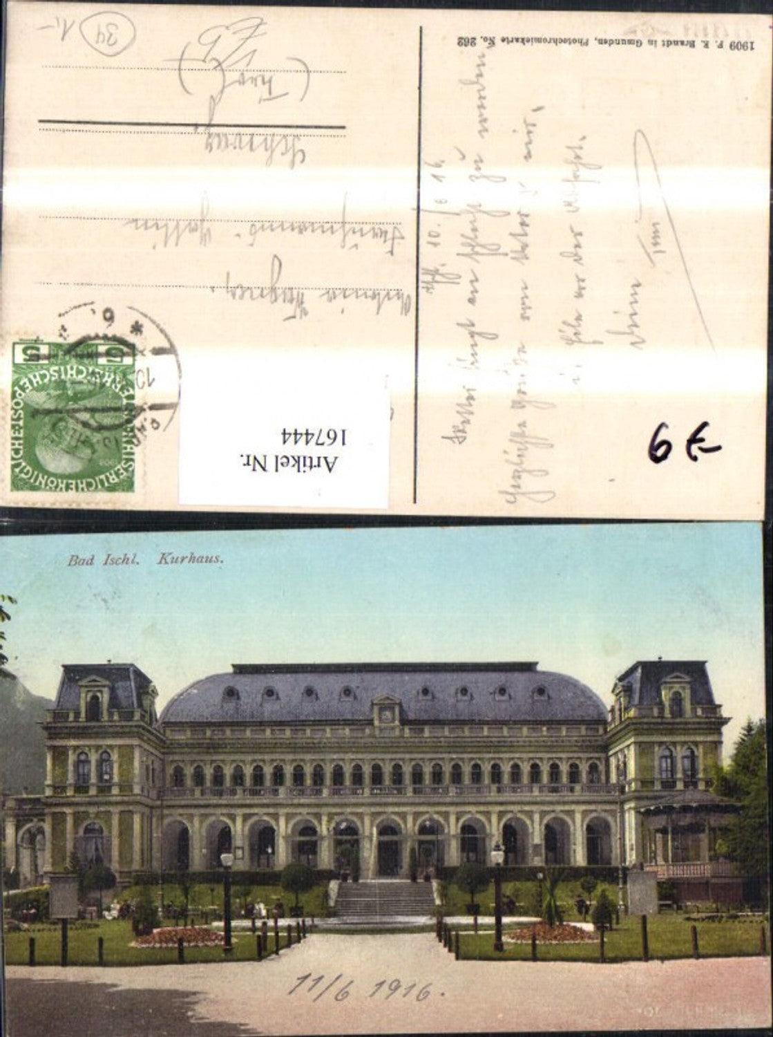 167444,Bad Ischl Kurhaus 1916 pub Brandt 262