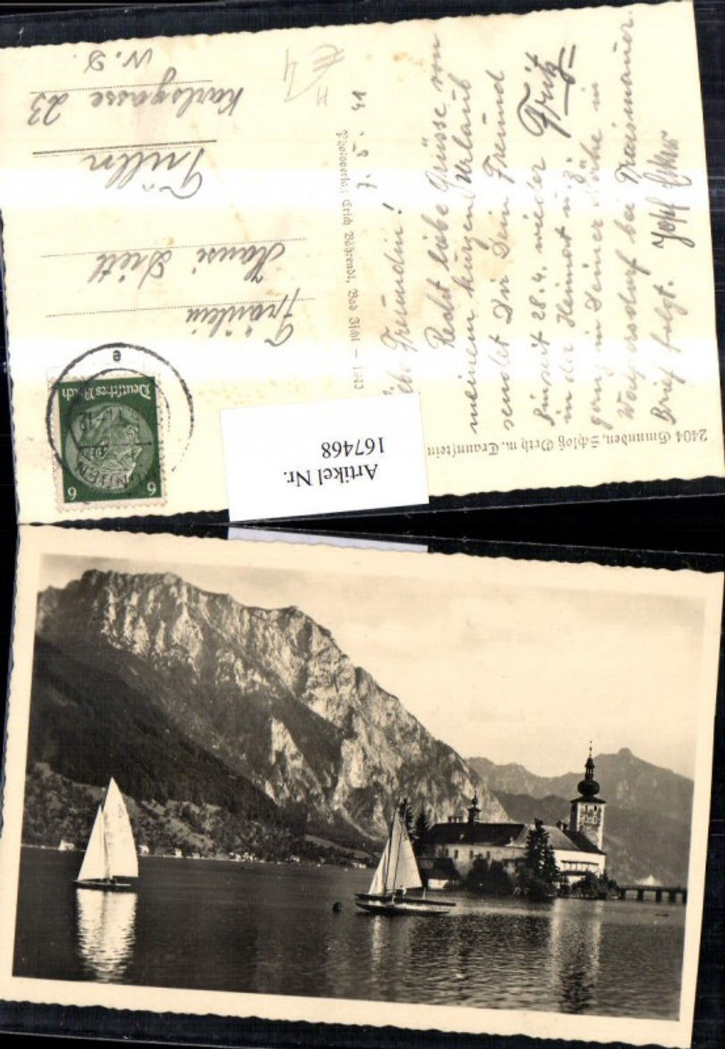 167468,Gmunden m. Schloss Orth m. Traunstein Segelschiff