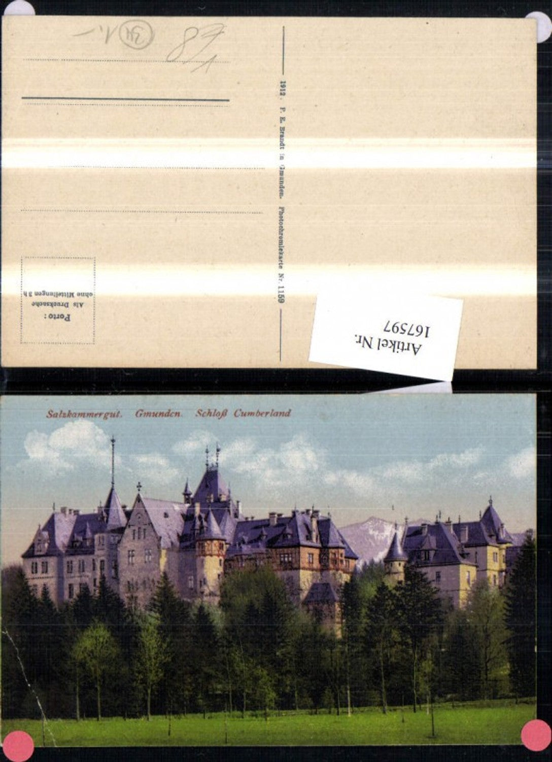 167597,Salzkammergut Gmunden Schloss Cumberland pub Brandt 1159