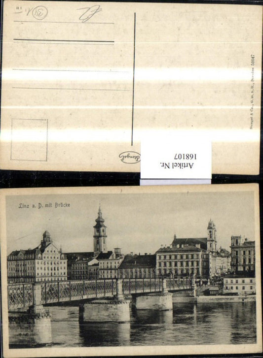 168107,Linz m. Brücke Ortsansicht