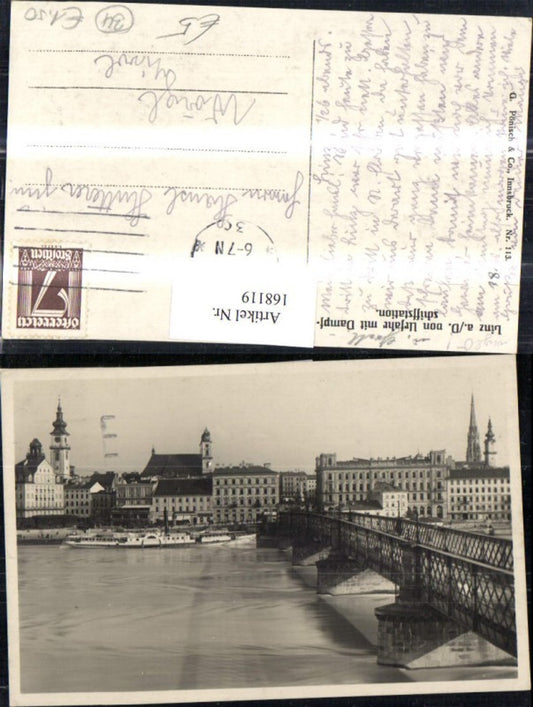 168119,Linz v. Urfahr m. Dampfschiffstation Dampfer