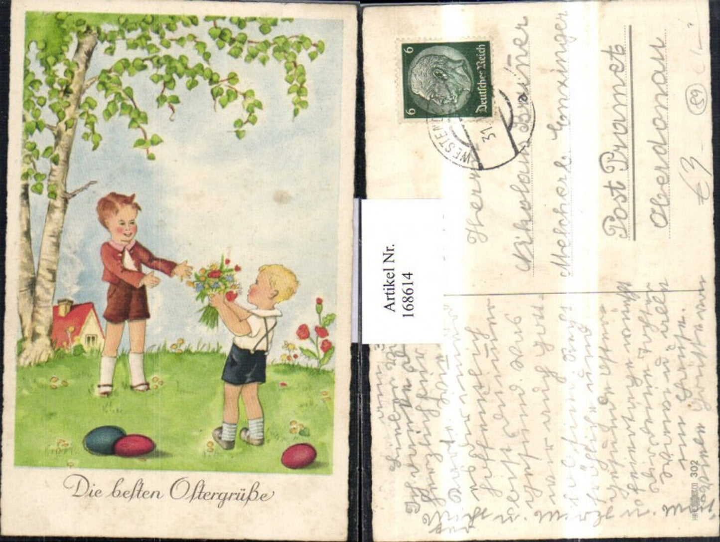168614, Easter Children Bouquet Easter Eggs Tree House