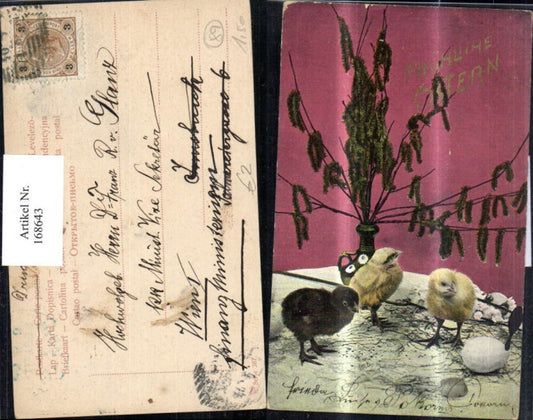 168643, Easter chicks Easter eggs pussy willows