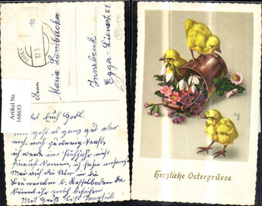 168653, Easter chicks bucket flowers