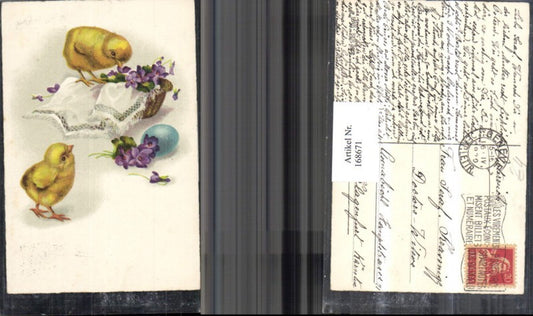 168671, Easter chick violet basket blue Easter egg pub HWB 2402