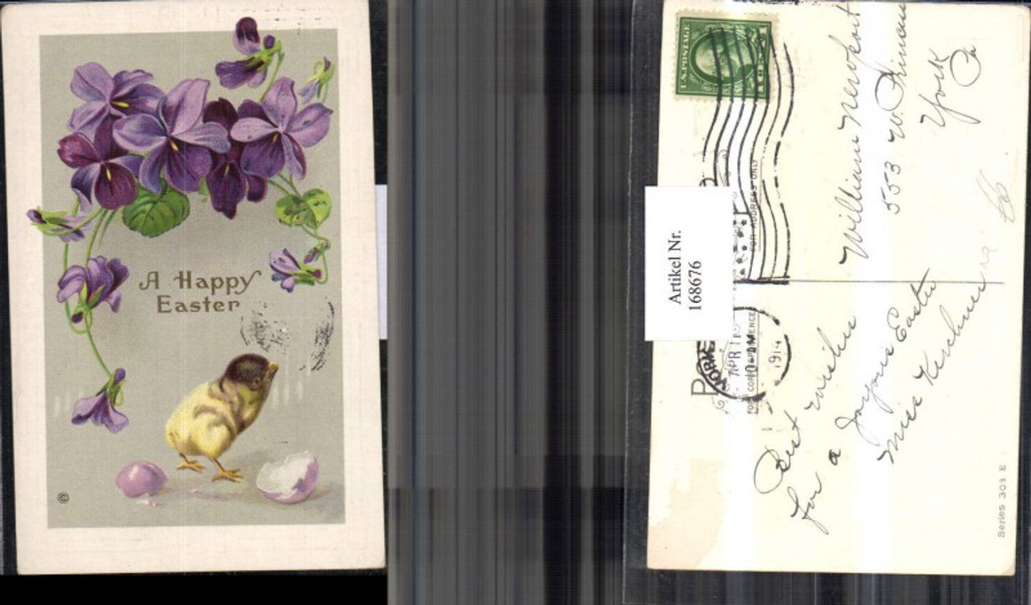 168676, Easter embossing AK violet chick Easter egg