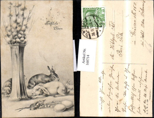 168714, Easter Palm branches Vase Easter bunnies Rabbits Eggs