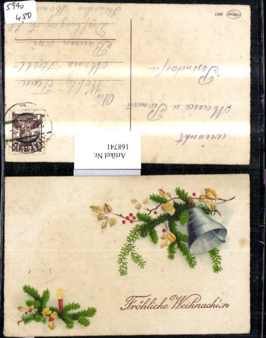 168741, Christmas bell fir branch candle