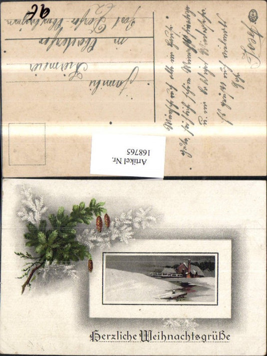 168765, Christmas, fir branches, pine cones, snowy landscape, house