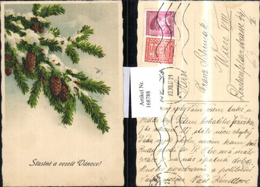 168788, Christmas fir branches pine cones snow