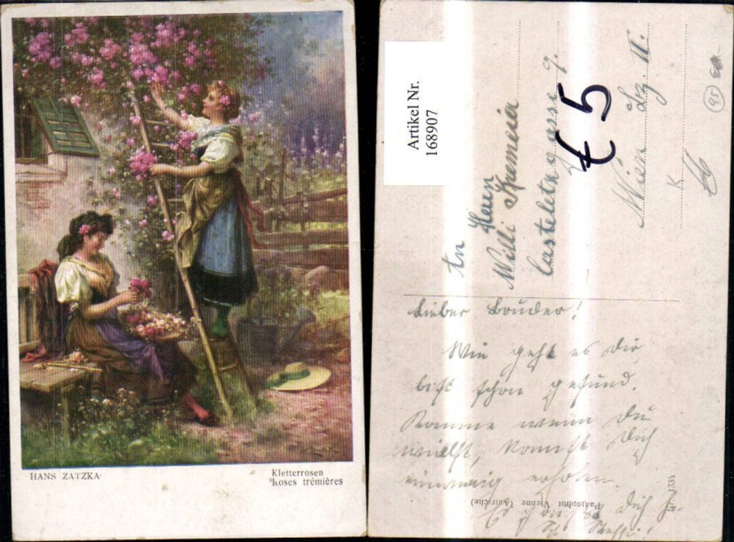 168907,Hans Zatzka Kletterrosen Frau a. Bank Frau a. Leiter Rosen