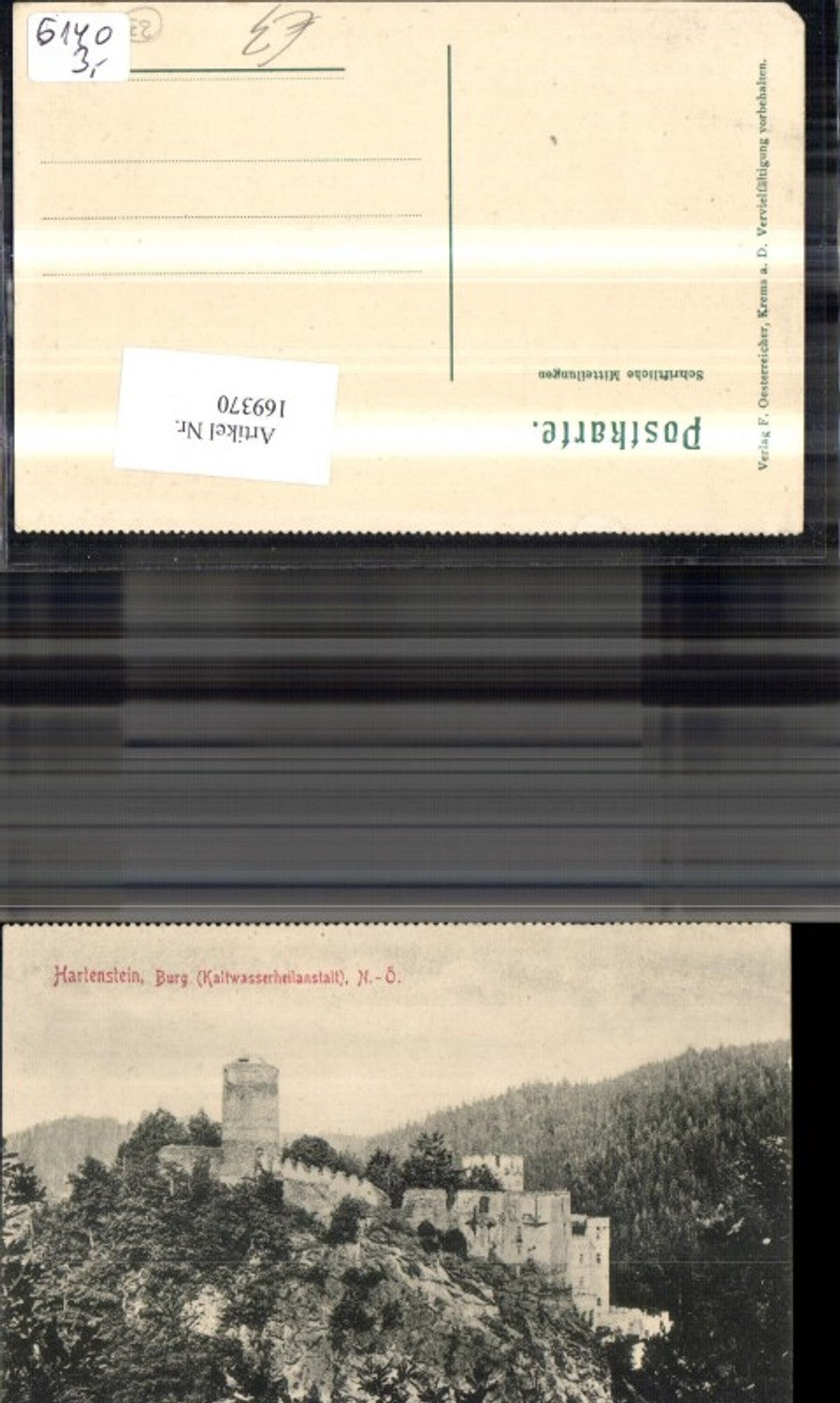 169370,Weinzierl am Walde Hartenstein Burg Kaltwasserheilanstalt