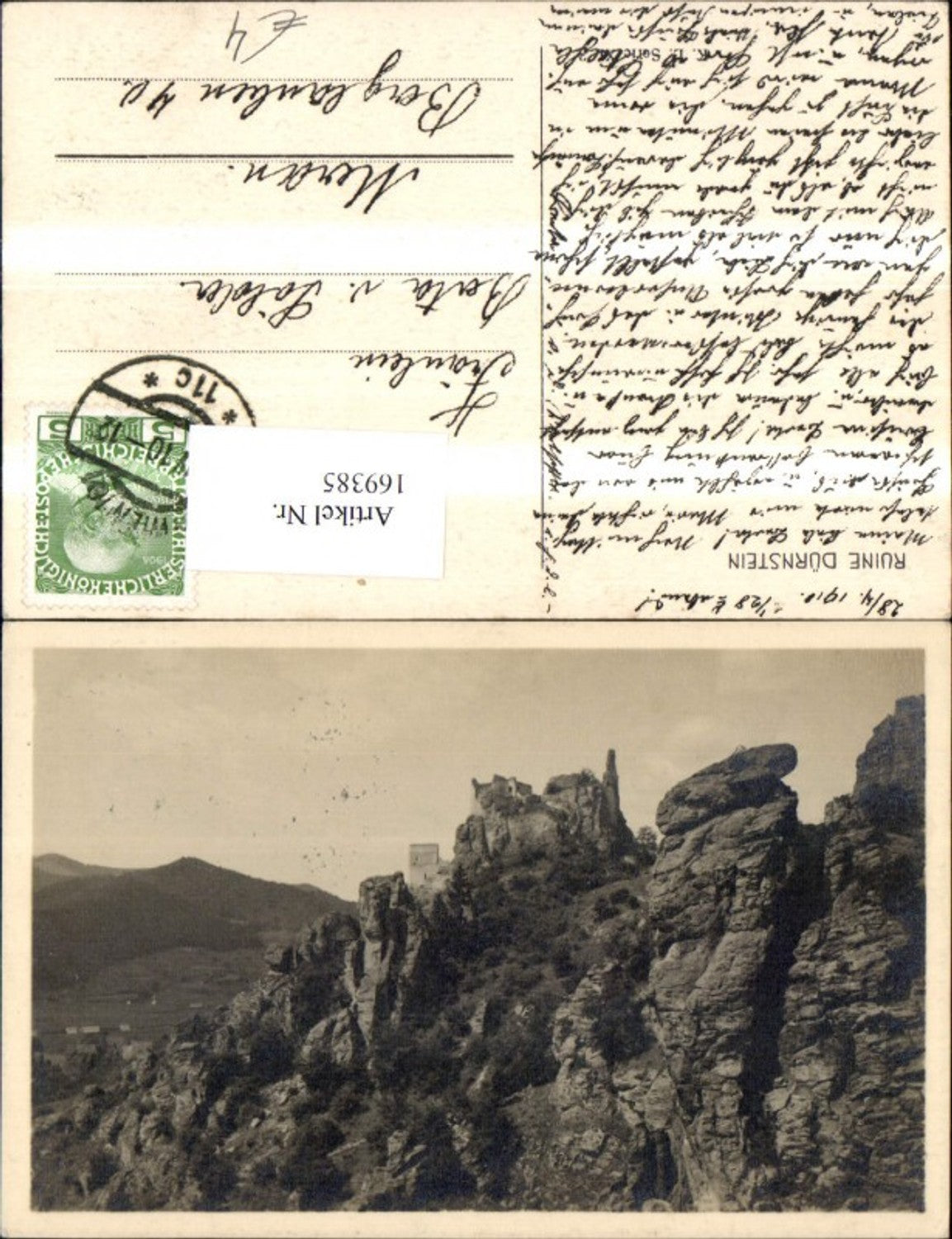 169385,Dürnstein a. d. Donau 1918 Ruine Dürnstein Wachau