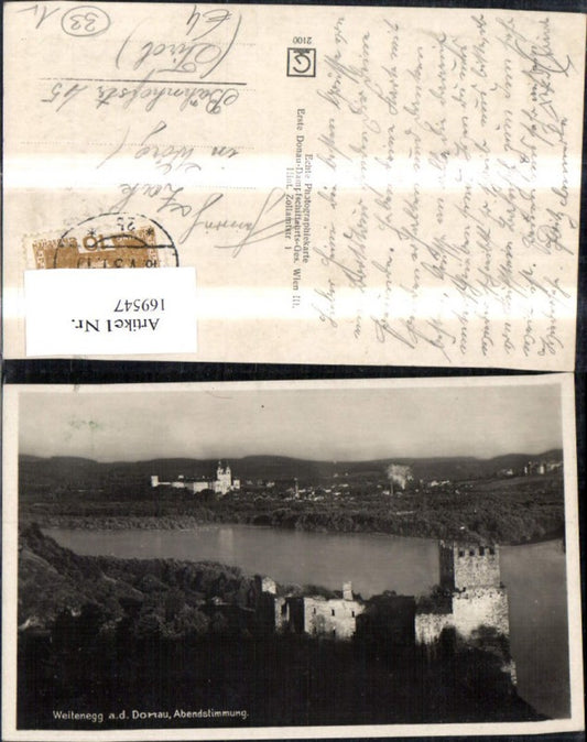 169547,Leiben Burg Weitenegg a. d. Donau Abendstimmung Blick Richtung Stift Melk