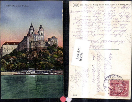 169595,Stift Melk i. d. Wachau Schiff Dampfer 1918