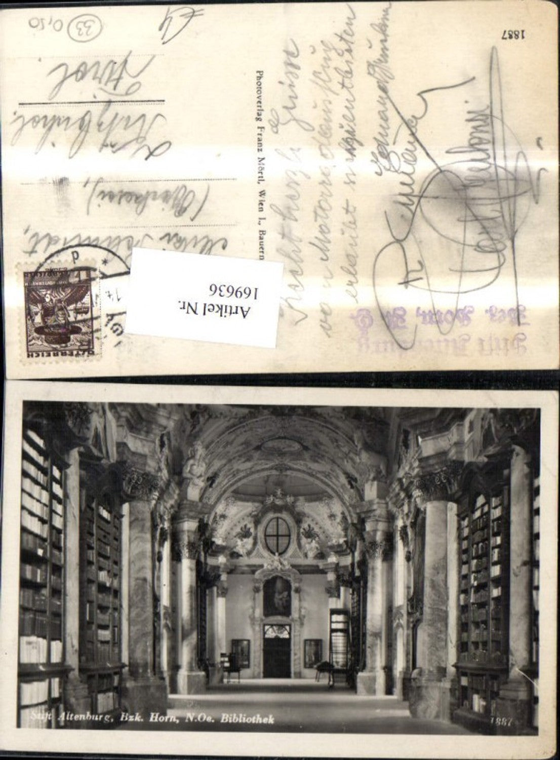169636,Stift Altenburg Horn Bibliothek Innenansicht 1937