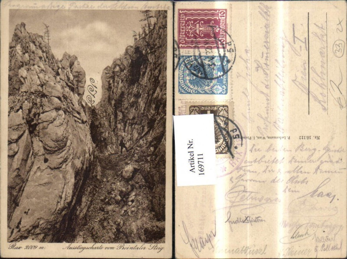 169711,Neunkirchen Rax Ausstiegscharte v. Preintaler Steig