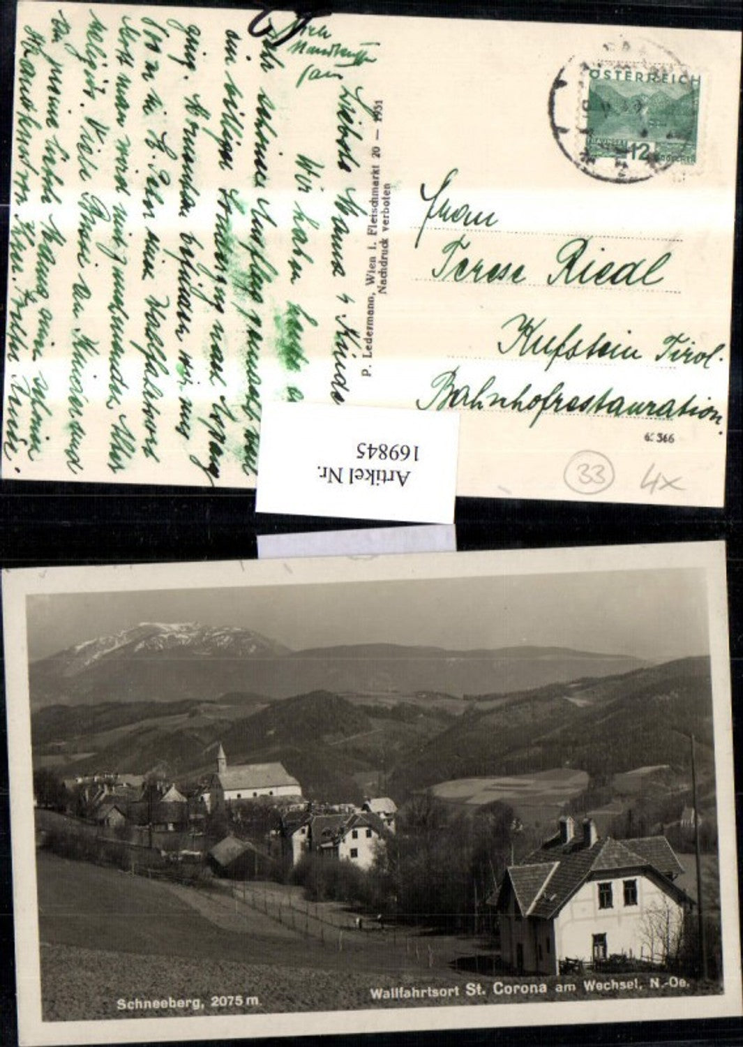 169845,St. Corona Wallfahrtsort am Wechsel Ortsansicht Schneeberg