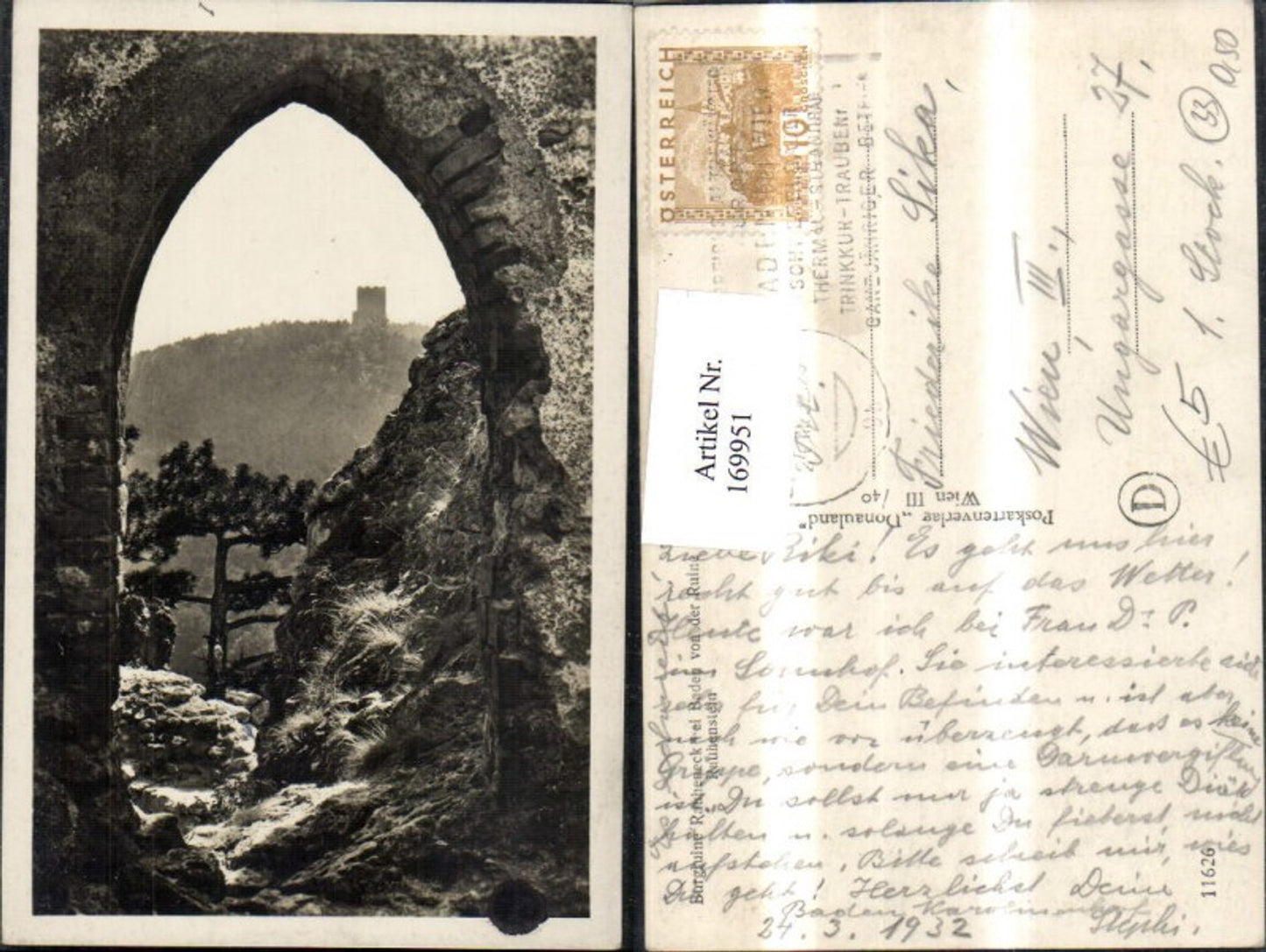 169951,Baden b. Wien Burgruine Rauheneck v. d. Ruine Rauhenstein