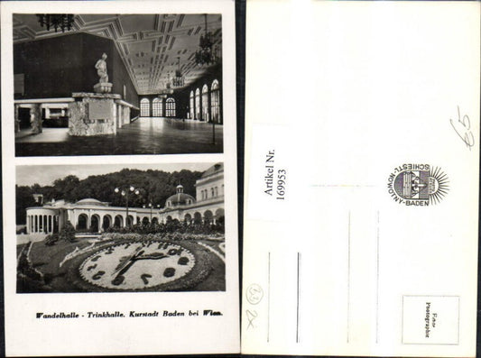 169953,Baden b. Wien Mehrbild Ak Wandelhalle Trinkhalle Blumenuhr Kurpark