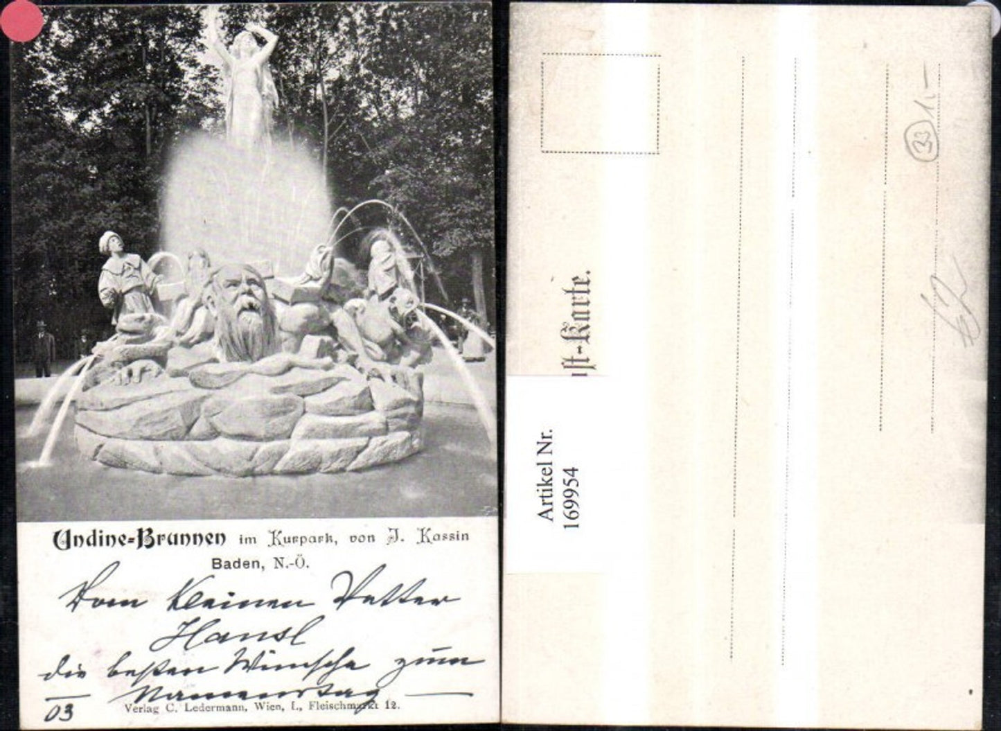 169954,Baden b. Wien Kurpark Undine Brunnen v. J. Kassin Springbrunnen