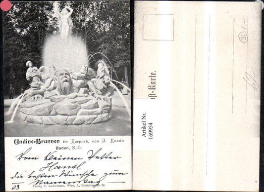 169954,Baden b. Wien Kurpark Undine Brunnen v. J. Kassin Springbrunnen