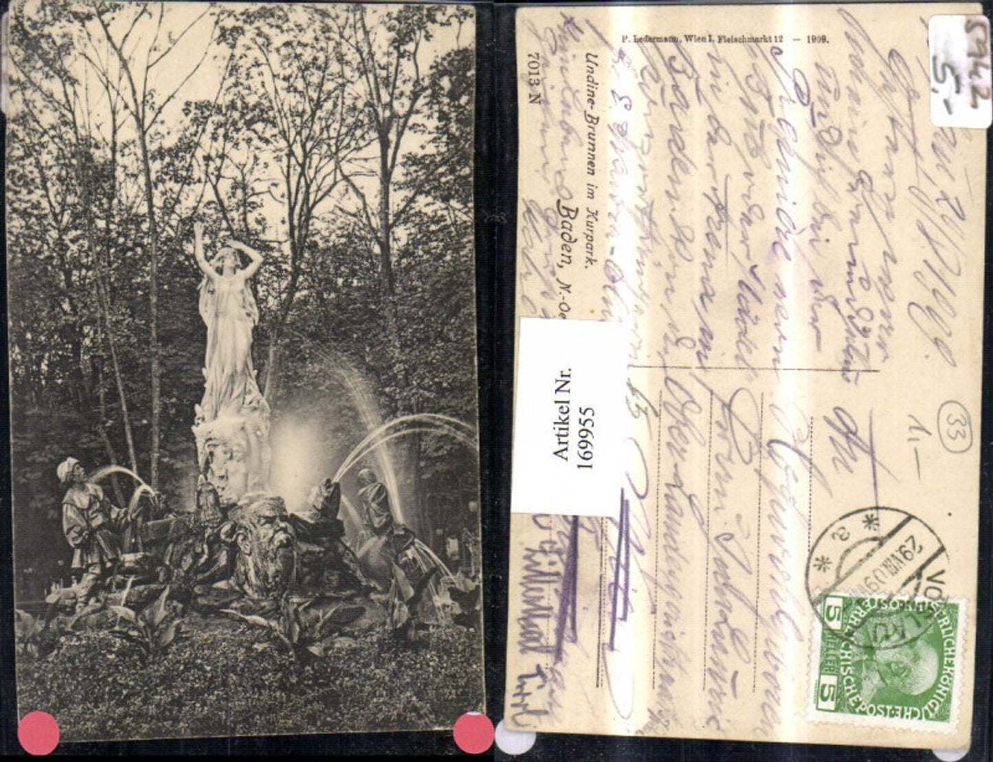 169955,Baden b. Wien Kurpark Undine Brunnen v. J. Kassin Springbrunnen