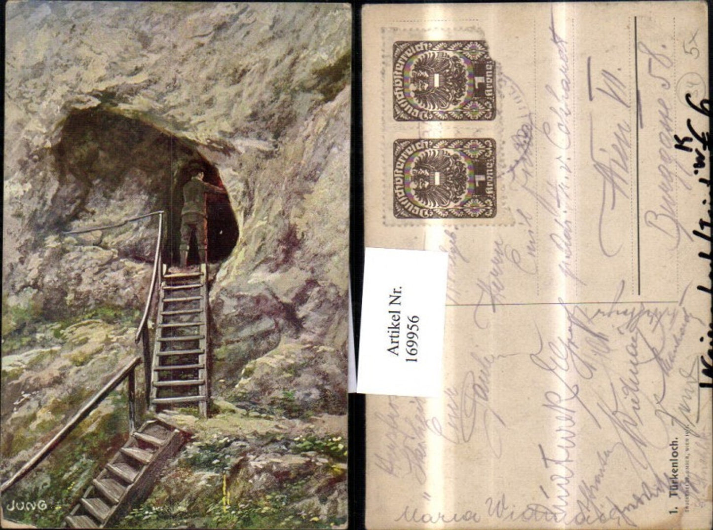 169956,Weissenbach an der Triesting Türkenlochklamm Ansicht m. Mann Steinwandklamm sign Jung