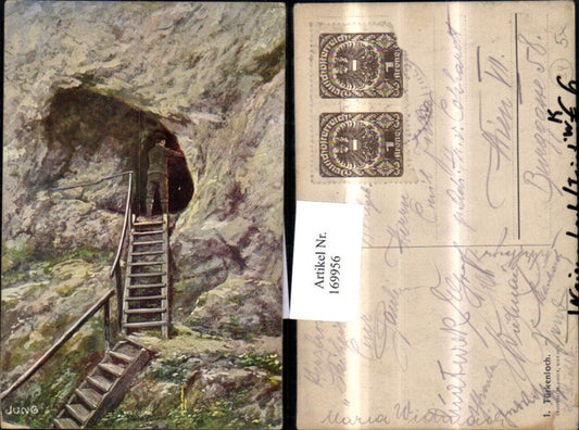 169956,Weissenbach an der Triesting Türkenlochklamm Ansicht m. Mann Steinwandklamm sign Jung