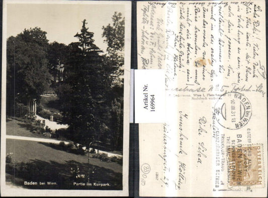 169964,Baden b. Wien Partie i. Kurpark 1931