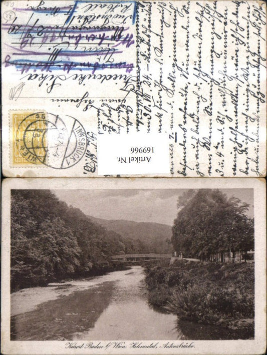 169966,Baden b. Wien Helenental Antonsbrücke Brücke 1924