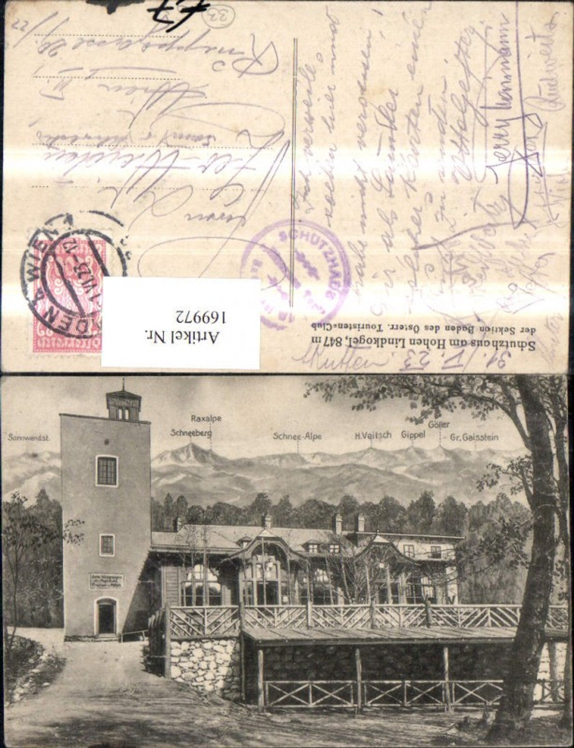 169972,Schutzhaus am Hohen Lindkogel Alland b. Baden b. Wien